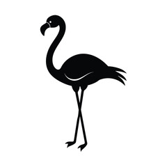 Obraz premium Flamingo Balancing Curved Neck Vector Silhouette