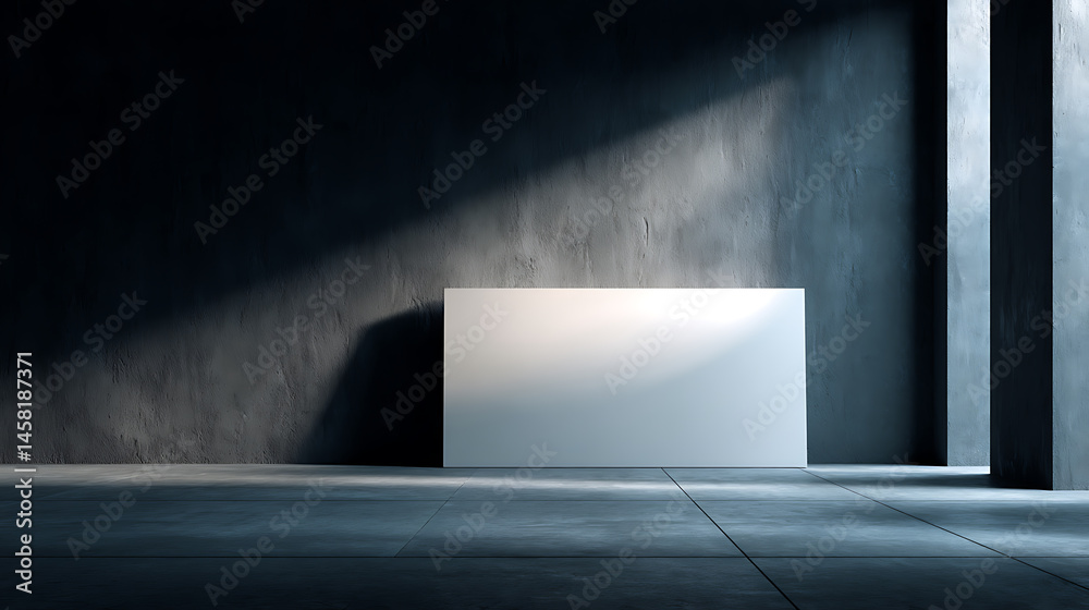 Poster universal abstract modern interior background for product presentation with a textured white panel o