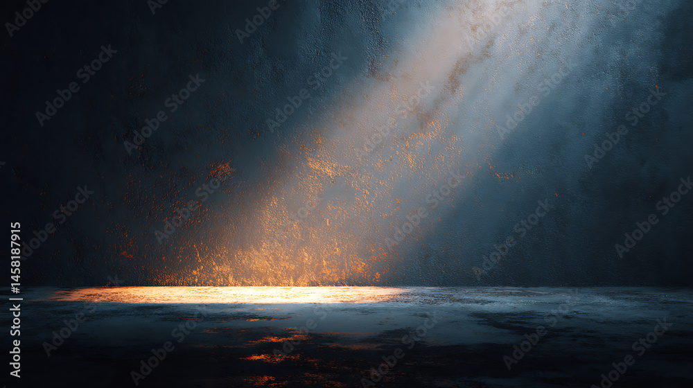 Aufkleber universal background for a presentation with a black textured wall and sun glare of light