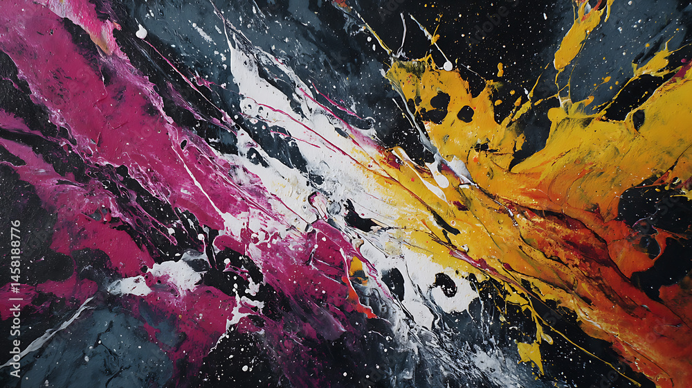 Aufkleber vibrant neoism style abstract art with dark contrasting colors and dynamic textures