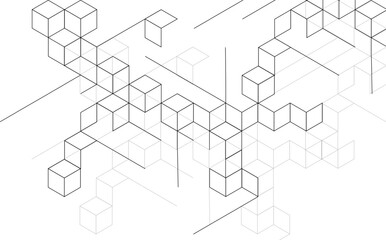 Vector illustration of abstract white  background with isometric shape blocks