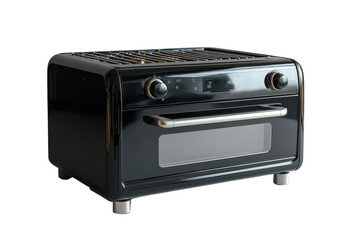 Fototapeta premium Sleek black countertop oven perfect for modern kitchens features a stylish design with a digital display on transparent background