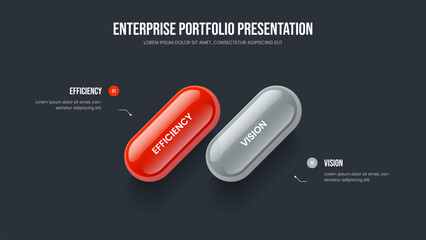 Corporate Analysis Two Step Infographic Slideshow Design. Advertising Development Presentation Template Vector Illustration. Marketing Campaign 2 Option Diagram Frame Layout.