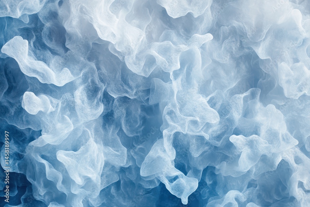 Poster Abstract seamless background featuring swirling blue and white patterns for creative design projects, Abstract seamless background with blue and white particles in slow motion