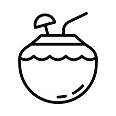 Coconut Juice Vector outline icon. Eps10 file 