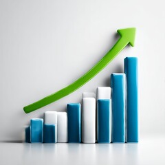 Growing Success: Bar Graph with Upward Arrow for Business, Financial Growth and Performance