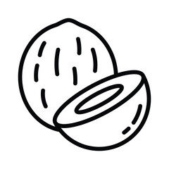 Coconut Vector outline icon. Eps10 file 