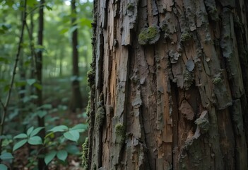 Obraz premium Pine close up on the background of the forest