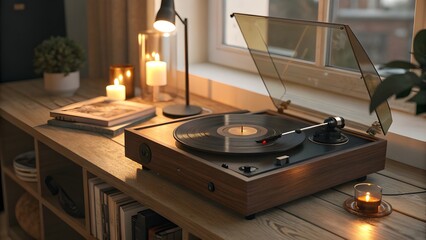 old gramophone with vinyl record
