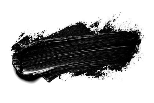 Top view of a black parallel brush stroke isolated on a white transparent background