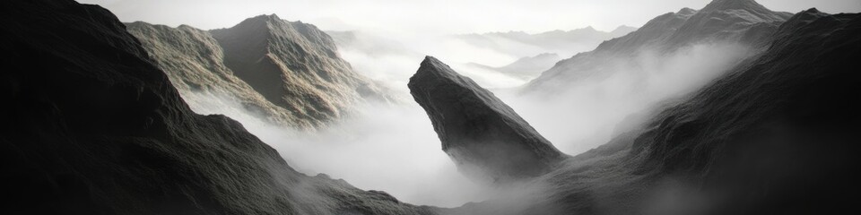 Breathtaking panorama of blue sky and haze over rugged mountains nature scene serene environment wide-angle view