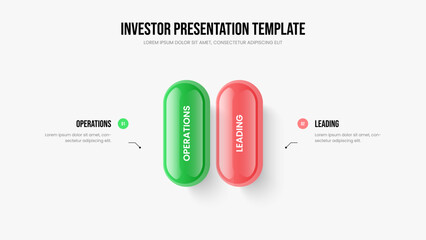 Corporate Briefing Slideshow Design Vector Illustration. Professional Report 2 Option Diagram Frame Template. Enterprise Strategy Two Step Infographic Slide Layout.