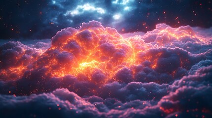 Fototapeta premium Sparkling fantasy atmosphere with soft glowing cloud formations high resolution background