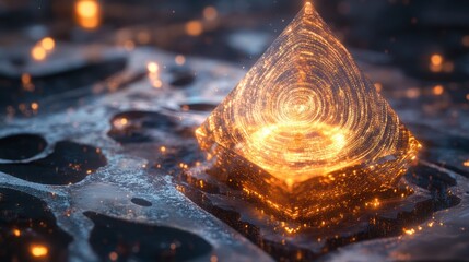 Luminous Pyramid: A Glowing Crystal in a Dark Realm