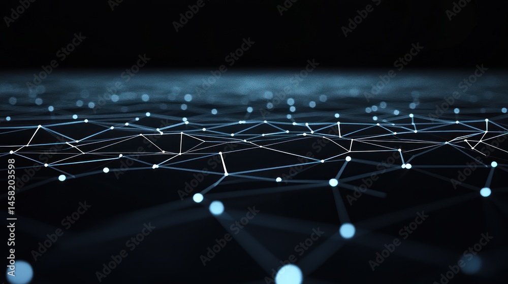 Poster glowing network nodes digital connection abstract background