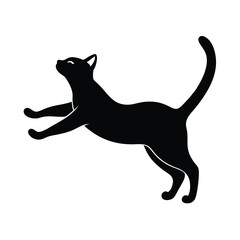 Siamese Cat Leaping Body Extended Vector Silhouette