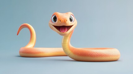 Fototapeta premium Smiling, digital rendering of a cute snake.