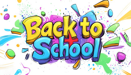 Vibrant "Back to School" Graffiti Style Banner. Energetic "Back to School" graffiti style text with colorful artistic elements, perfect for educational and creative themes