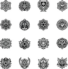 Pack of Glyph Style Jewish Festival Artwork 

