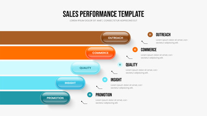 Corporate Portfolio Five Option Infographic Presentation Layout. Market Growth Frame Template Vector Illustration. Visual Visualization 5 Step Diagram Slide Design.