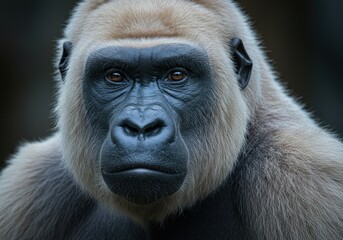 Obraz premium Close up portrait of a silverback gorilla focused on face and fur