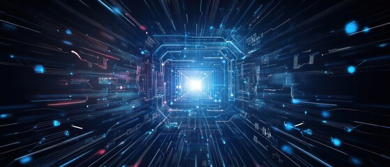 Fototapeta premium Digital tunnel of light