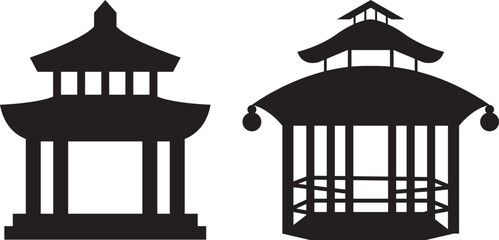 Traditional chinese building silhouette,isolated vector design