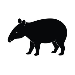 Fototapeta premium Tapir Walking Short Trunk Vector Silhouette