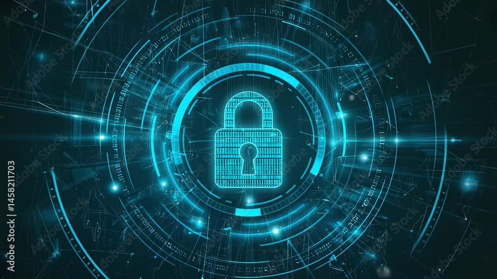 Poster Cybersecurity Digital Lock and Data Protection