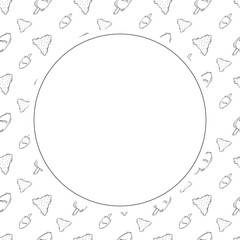 kitchen utensil frame. doodle kitchenware circle frame. kitchen background