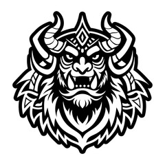 A solid icon showing horned monster character