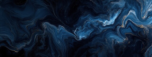 Deep Blue Abstract Marbled Art