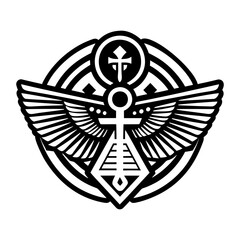 An icon showing exodus scene in filled style