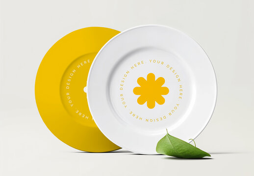 Porcelain Flat Dinner Plate Mockup