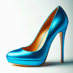 Elegant High Heel Shoe Isolated Object - Vibrant Blue Fashion Item Photo