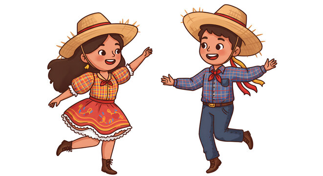 Casal caipira dan&ccedil;ando quadrilha &ndash; sem fundo