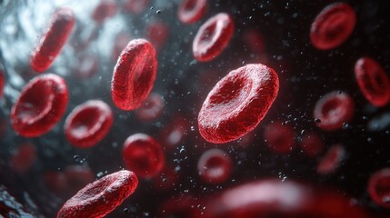 Microscopic View of Red Blood Cells in Motion