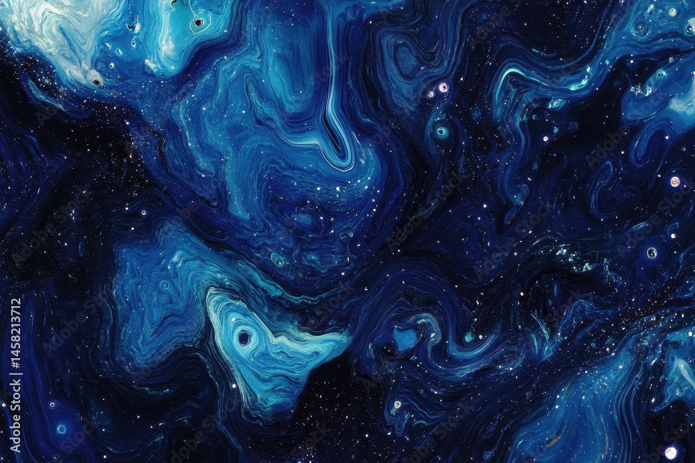 Poster exploring abstract science fiction patterns in a seamless blue cosmic theme, 4k abstract science fic