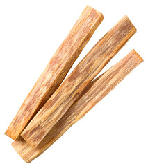 Cedar wood sticks isolated on white background, top view.