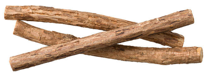 Silvervine sticks isolated on white background, top view.