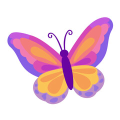 鮮やかな色彩の蝶々のイラスト素材