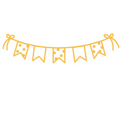Gold Bunting Flag Line Art