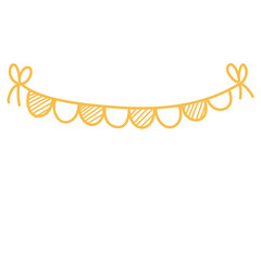 Gold Bunting Flag Line Art