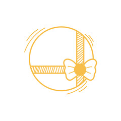 Gold Gift Box Line Art