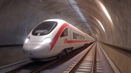 Fototapeta premium High speed train in tunnel modern transportation and travel