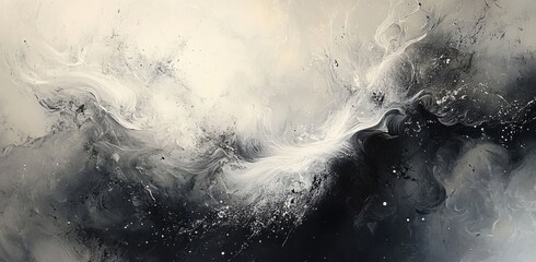 Monochromatic Abstract Painting with Flowing Forms