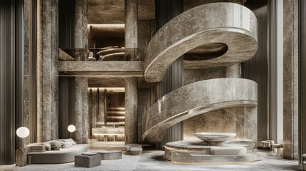 Modern architecture interior curved staircase design