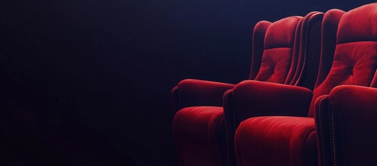 Fototapeta premium Rows of plush red velvet seats offer a sense of anticipation and luxury viewing