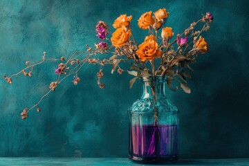 Dried Roses in a Vintage Vase