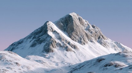 Stunning view of a majestic snow-capped mountain peak under a clear sky, perfect for nature lovers and adventure enthusiasts.